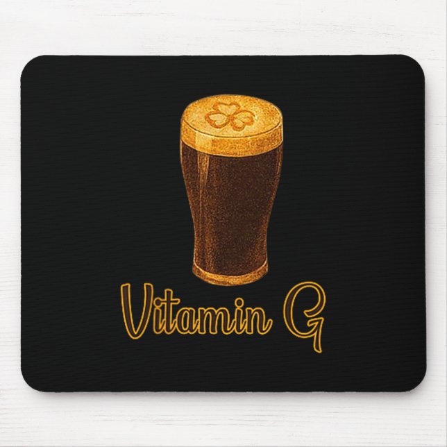 Vitamin Beer Lucky Shamrock Funny Patrick’s Day Me Mousepad (Vorne)