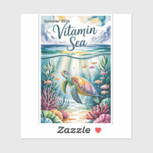 Vitamin Meer Wasserfarbe Meeresschildkröte Unterwa Aufkleber
