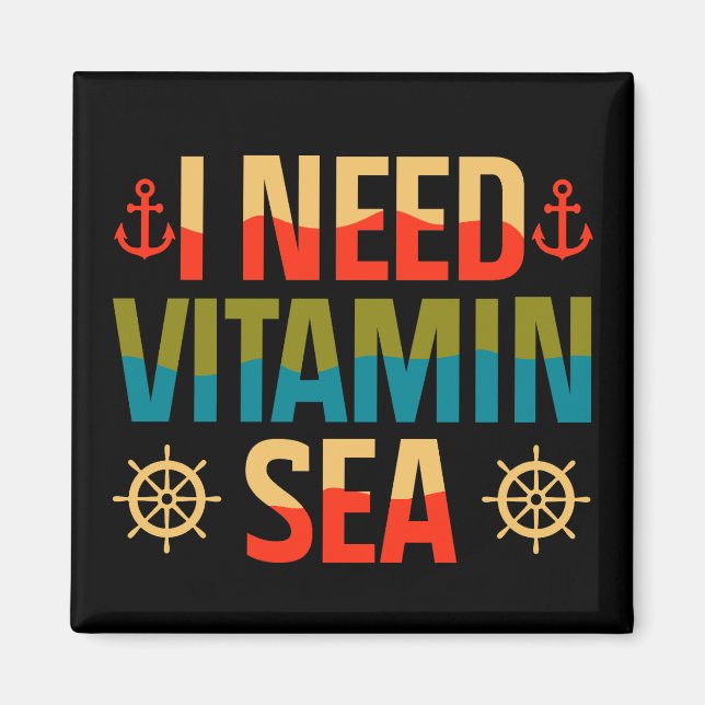 Vitamin Sea Boat Segeln Kreuzfahrt Ozean Abenteuer Magnet (Vorne)