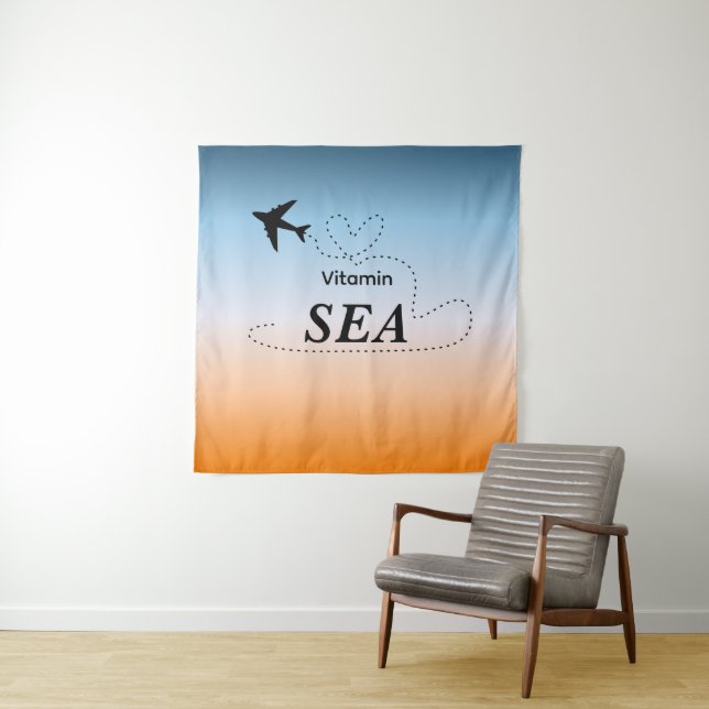 Vitamin Sea Orange Summer Color Tapestry Wandteppich (Beispiel)