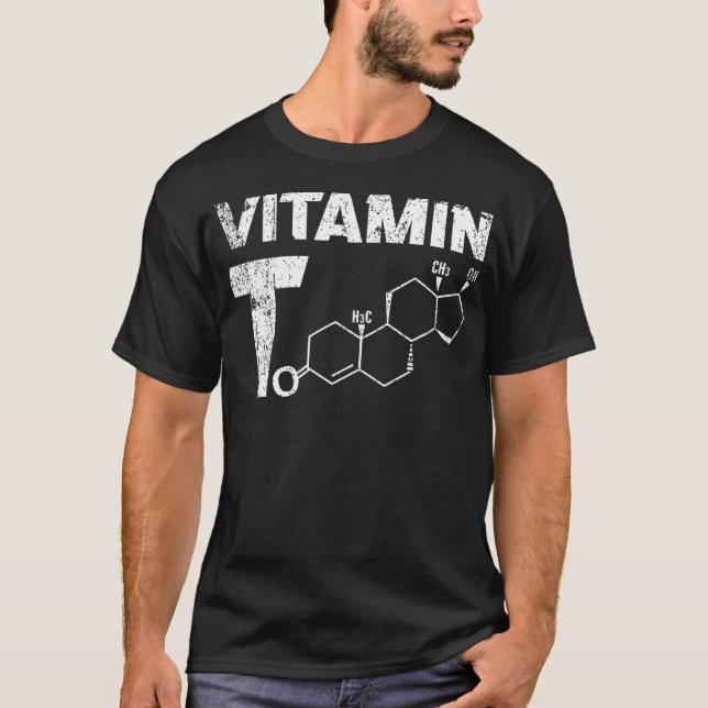 Vitamin T Testosteron Bodybuilding Gym Fitness Tra T-Shirt (Vorderseite)