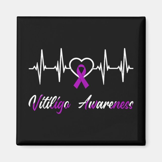 Vitiligo Awareness Heartbeat Liebe Lila Ribbon Su Magnet (Vorne)