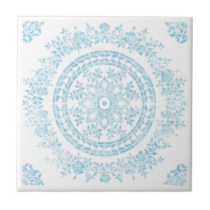Vitoria Damask in Aqua-Keramik Fliese
