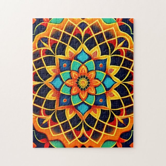 Vitral Style Colorful Mandala Puzzle (Vertikal)