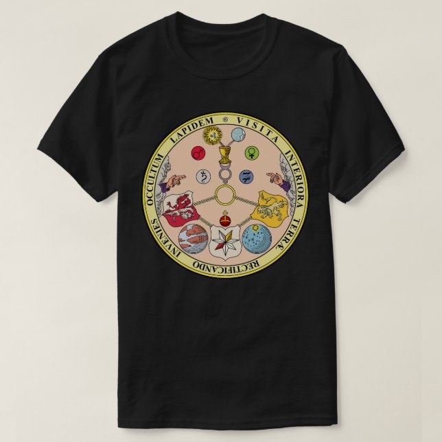 VITRIOL Rosicrucian Secret Symbole Alchemie T-Shirt (Design vorne)