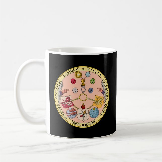 Vitriol Rosicrucian Secret Symbols Alchemy Kaffeetasse (Links)