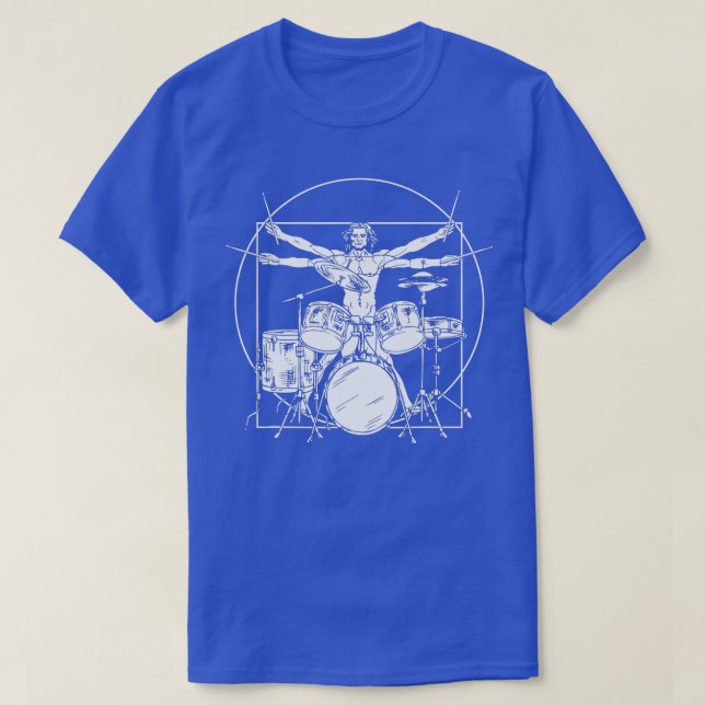 Vitruvian Drummer Da Vinci Drums Rock T-Shirt (Design vorne)