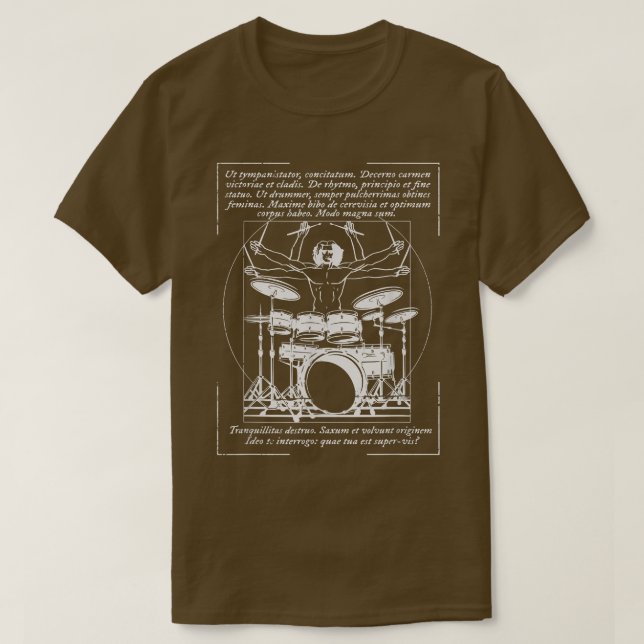 Vitruvian Drummer Rock Music I Rock and Roll Drums T-Shirt (Design vorne)