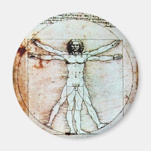 VITRUVIAN MAN , antikes braunes Pergament Magnet