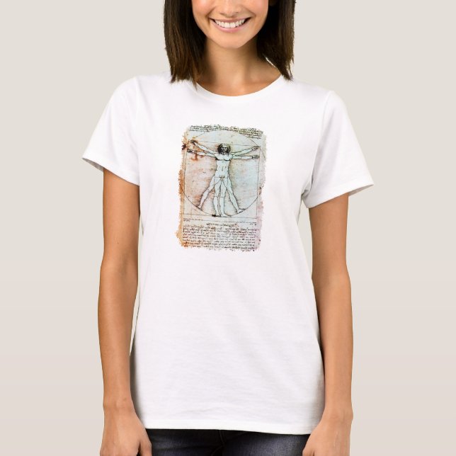 VITRUVIAN MAN , antikes braunes Pergament T-Shirt (Vorderseite)