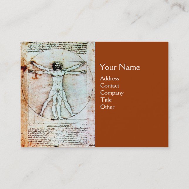 VITRUVIAN MAN , antikes braunes Pergament Visitenkarte (Vorderseite)