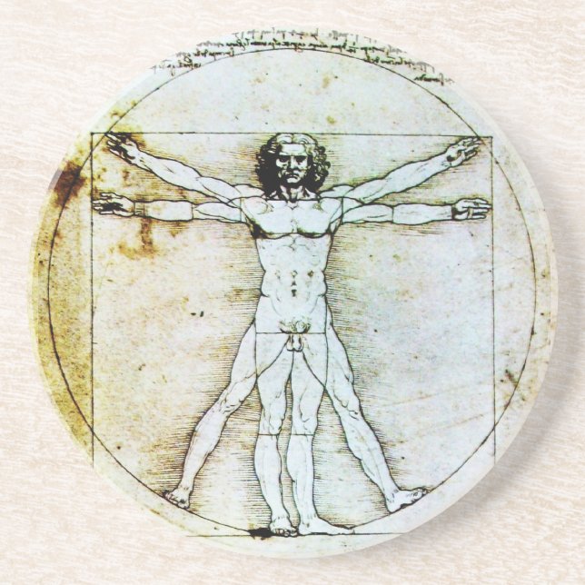 VITRUVIAN MAN Antique Parchment Untersetzer (Vorne)