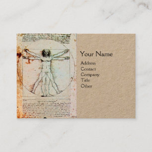 VITRUVIAN MAN Antique Parchraft Visitenkarte