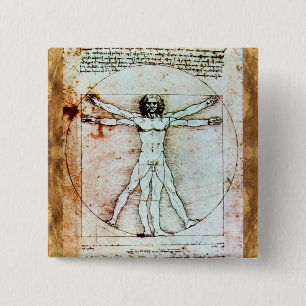 VITRUVIAN MAN Antique Perchment Button
