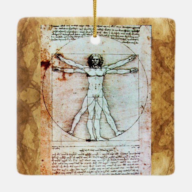 VITRUVIAN MAN Antique Perchment Keramikornament (Rückseite)