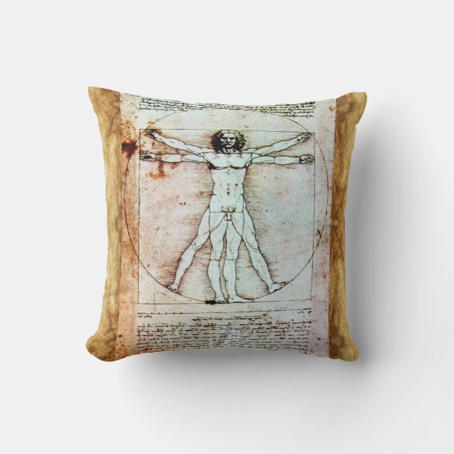VITRUVIAN MAN Antique Perchment Kissen (Vorderseite)