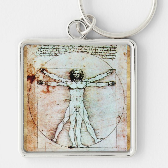 VITRUVIAN MAN Antique Perchment Schlüsselanhänger (Vorne)