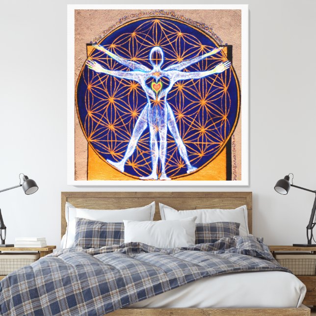 Vitruvian Man, Flower of Life, Squaring Circle Leinwanddruck (Insitu (Schlafzimmer))