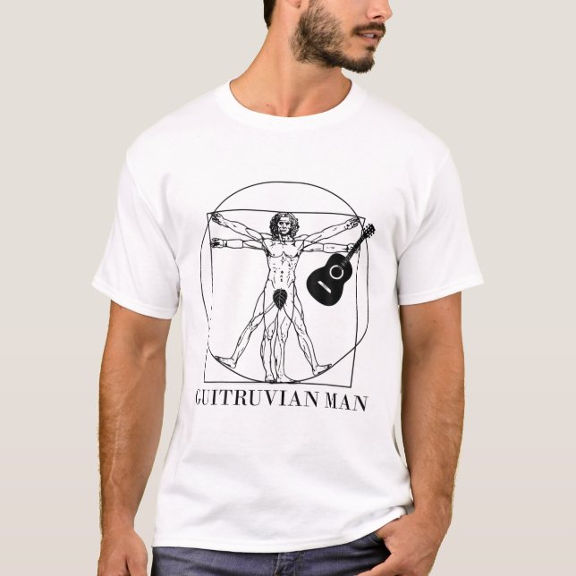 Vitruvian Man Guitar Music Player Da.Vinci Guitari T-Shirt (Vorderseite)