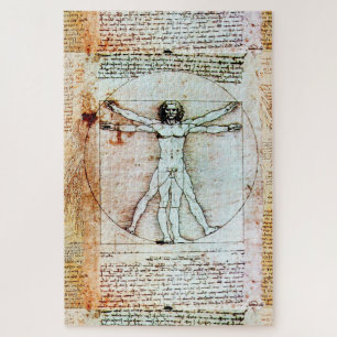 VITRUVIAN MAN Leonardo Da Vinci Antique Parchment  Puzzle