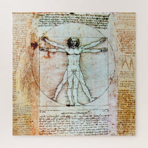 VITRUVIAN MAN Leonardo Da Vinci Antique Parchment Puzzle