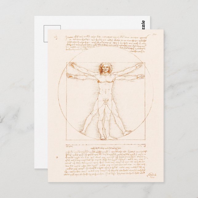 Vitruvian Man | Leonardo da Vinci | Postkarte (Vorne/Hinten)