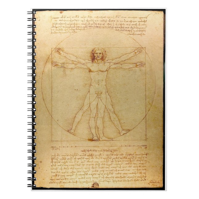 Vitruvian Man Notebook von Da Vinci Notizblock (Vorderseite)