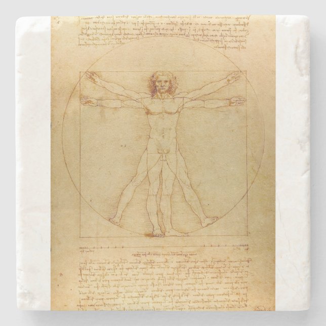 Vitruvian Man von Leonardo da Vinci Steinuntersetzer (Vorderseite)