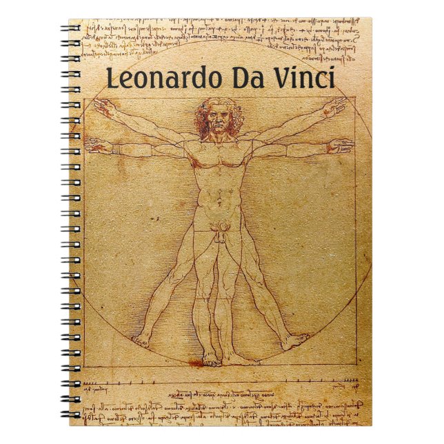 Vitruvian Mann durch Leonardo da Vinci Notizblock (Vorderseite)