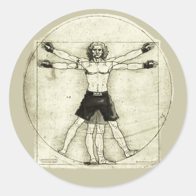 Vitruvian MIXED MARTIAL ARTS Man Runder Aufkleber (Vorderseite)