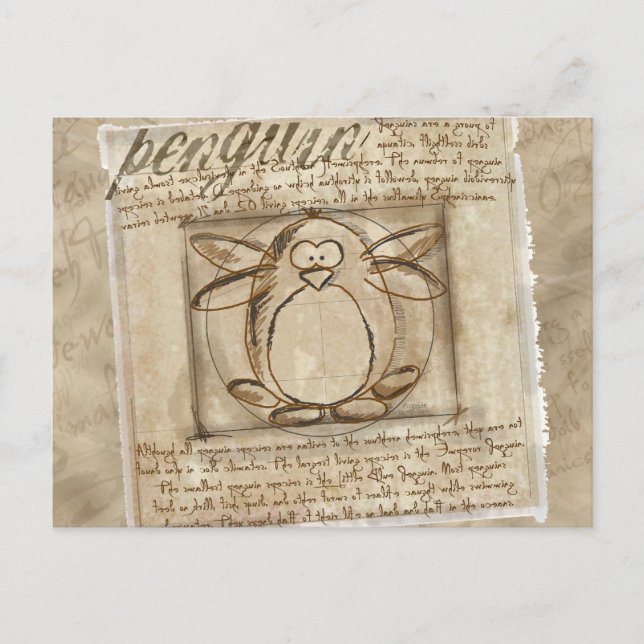 Vitruvian Penguin Postkarte (Vorderseite)