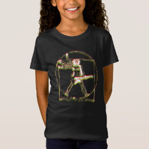 Vitruvian Rocker Gitarren-Kunst-Design T-Shirt