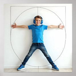 Vitruvian Style Child Blue Kopfhörer Autismus Neur Poster