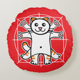 Vitruvianische Katze Rundes Kissen