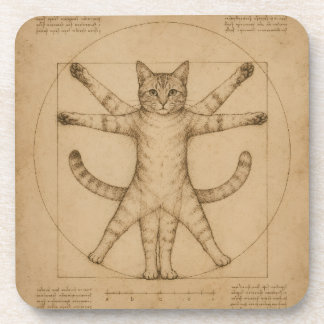 Vitruvianische Katzen-Renaissance-Parodie-Kunst Getränkeuntersetzer