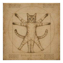 Vitruvianische Katzen-Renaissance-Parodie-Kunst Poster