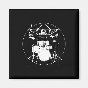 Vitruvianischer Mann-Drummer-Aufkleber Magnet