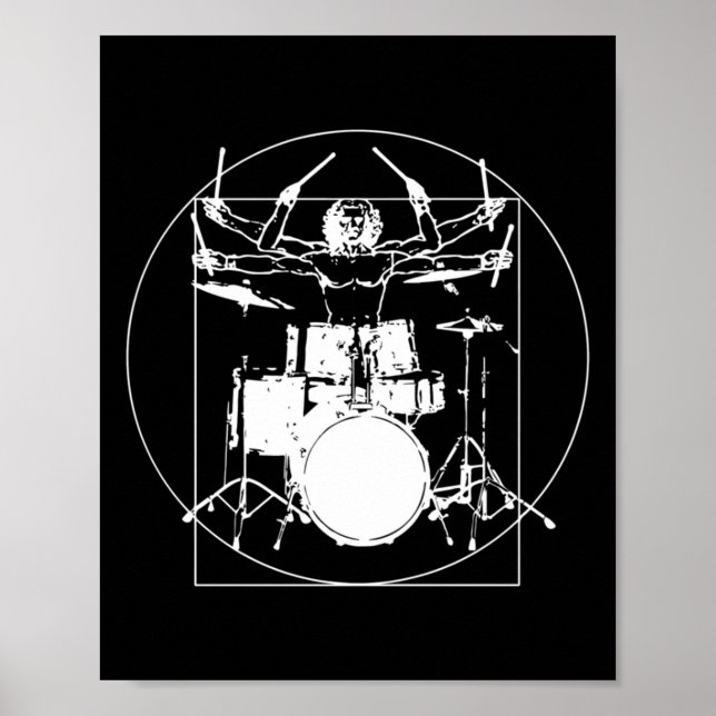 Vitruvianischer Mann-Trommler-Aufkleber  Poster (Vorne)