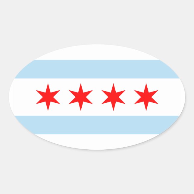 VIUR Chicago Flag Ovaler Aufkleber (Vorderseite)