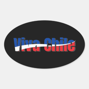 Viva Chile Patriotic Country Flag Typografie Ovaler Aufkleber
