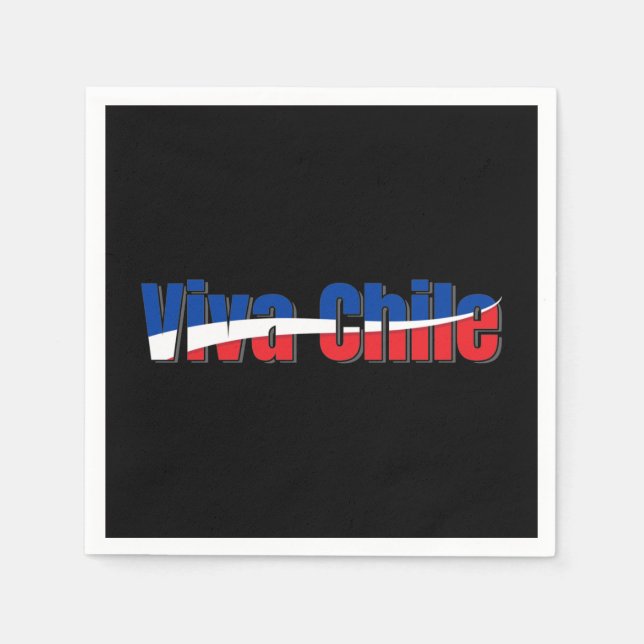 Viva Chile Patriotic Country Flag Typografie Serviette (Vorderseite)