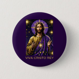 Viva Cristo Rey Katholik Jesus Christus der König Button