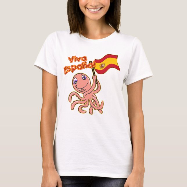 Viva Espana mit Kraken-Fußball-T-Shirt T-Shirt (Vorderseite)