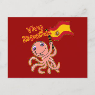 Viva Espana mit Octopus Soccer Tshirt Postkarte
