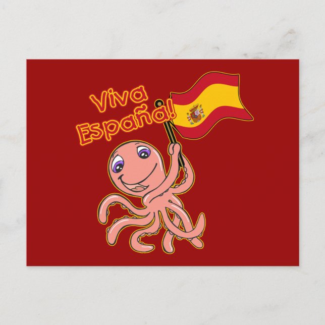 Viva Espana mit Octopus Soccer Tshirt Postkarte (Vorderseite)