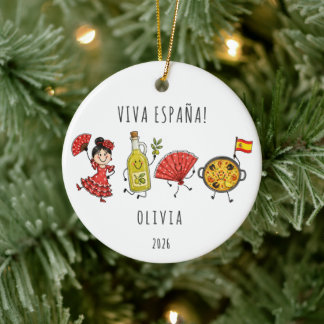 Viva España Personalisiertes Spanien Reise Keramik Ornament