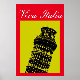 Viva Italia Schiefer Turm von Pisa Pop Poster