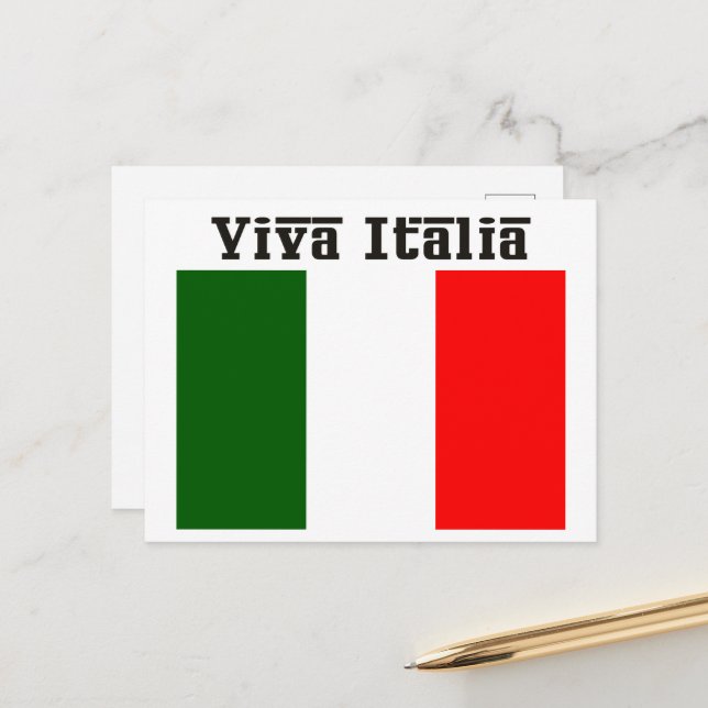Viva Italia und italienische Flagge Postkarte (Vorderseite/Rückseite Beispiel)