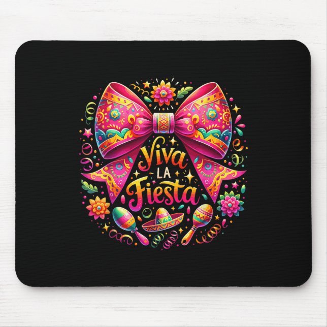 Viva La Fiesta Coquette Bow Cinco De Mayo Mexican Mousepad (Vorne)