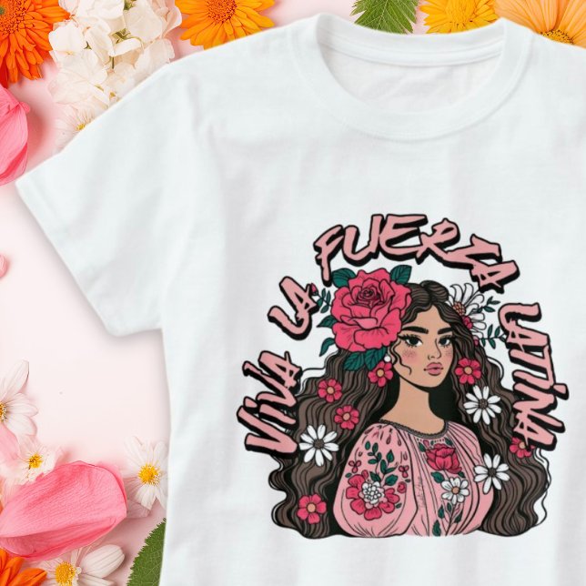 Viva la fuerza latina Boho Floral Woman T-Shirt (Viva la fuerza latina Boho Floral Woman T-Shirt.)